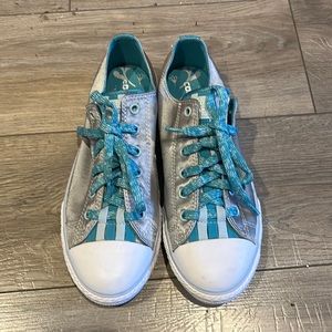 Silver and blue Converse